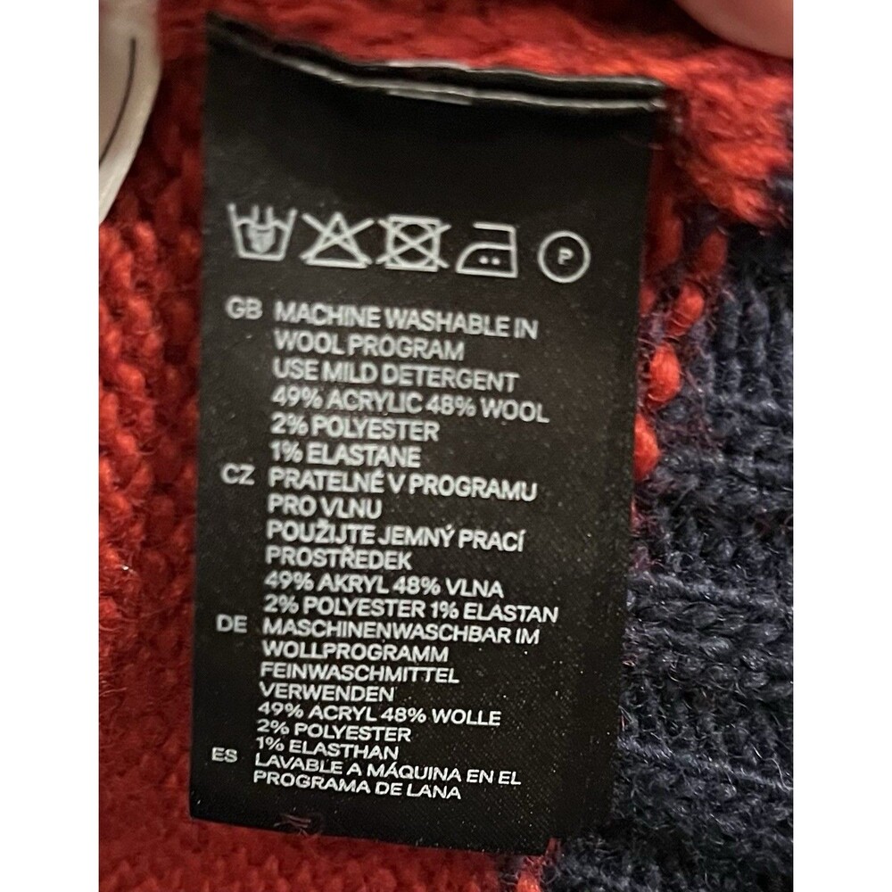 LOGG GG Logo Wool Mock Neck Fisherman Sweater Boys 11/12 Blue Red Coastal Preppy - Picture 6 of 6